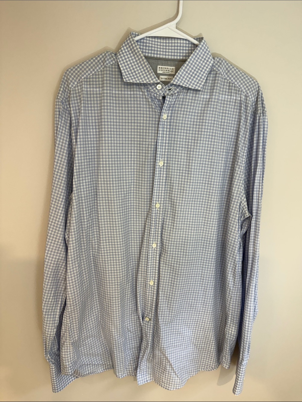 Brunello Cucinelli Light Blue Gingham Dress Shirt